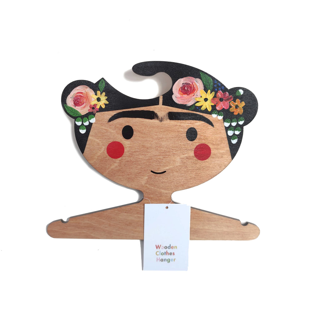 The gorgeous Frida Wooden  Clothes Hanger with hand painted floral headband