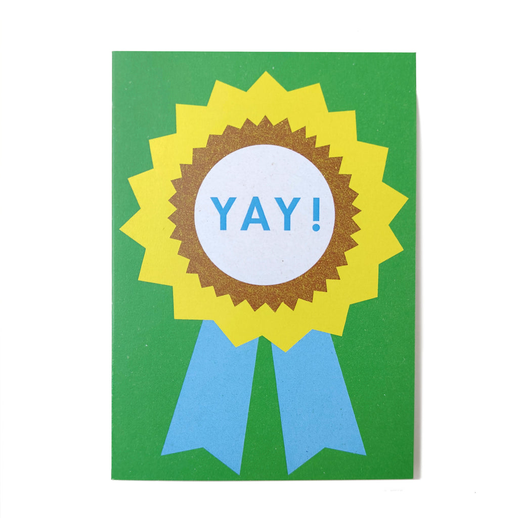 YAY! Rosette Greetings Card in Yellow