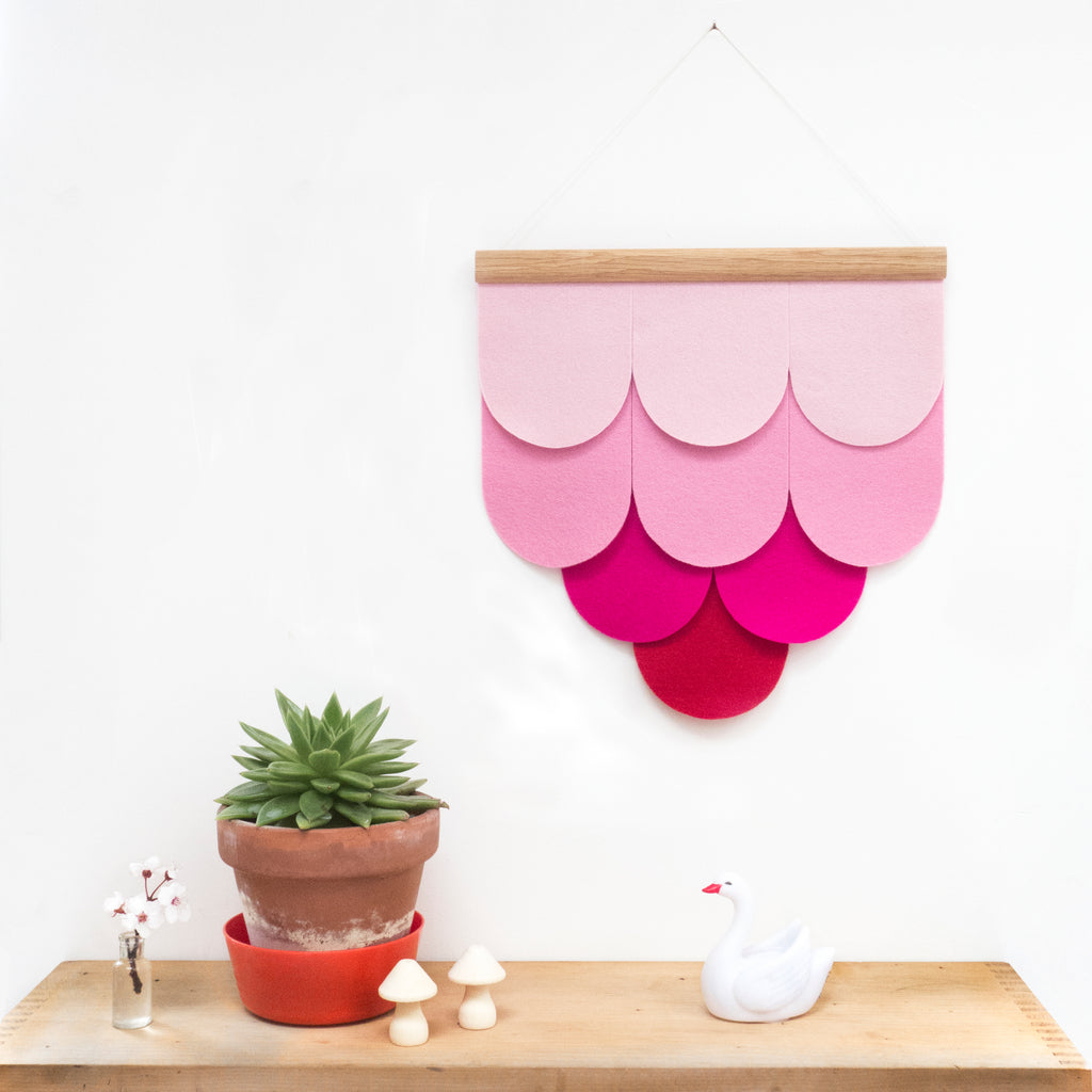Beautiful Scalloped Wall Hanging - 'All the Pinks'