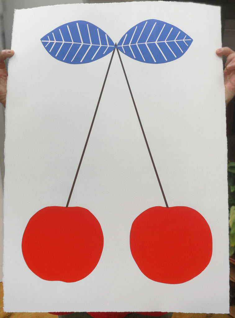 Big Red Cherries Screen Print  - 50x70cm