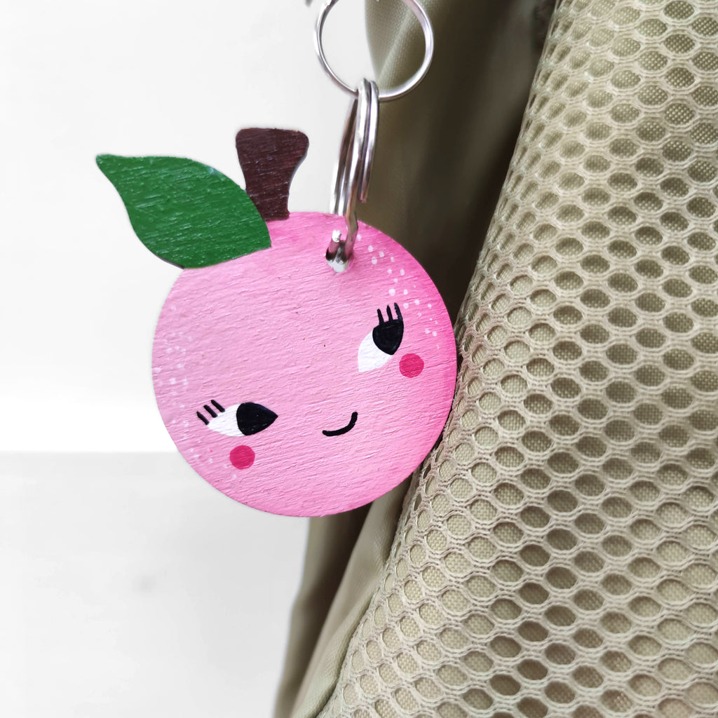 Wooden Handpainted Lychee Keyring