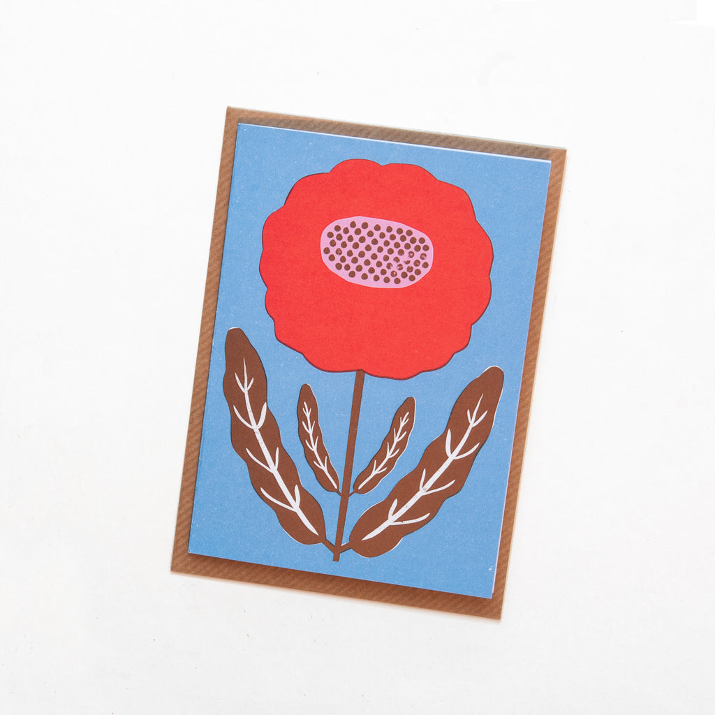 A6 Floral Card  - Poppy