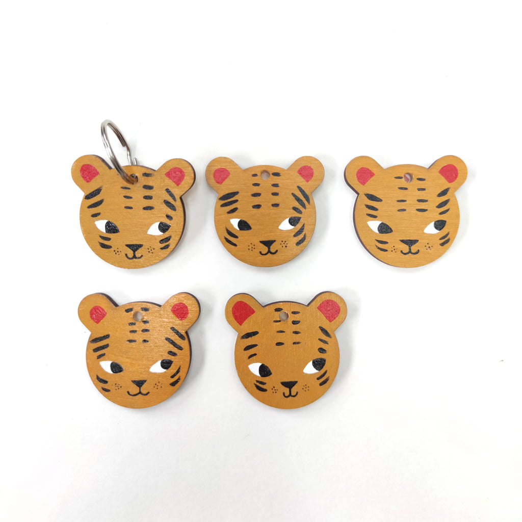 Wooden Hand Painted Tiger Keyring