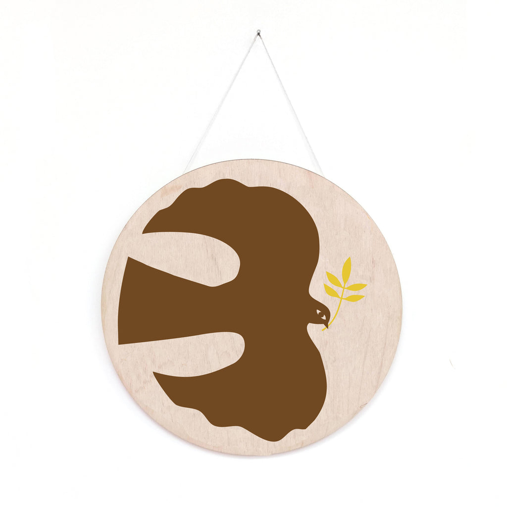 Bird and Leaf - Wooden Screen Printed Wall Hanging