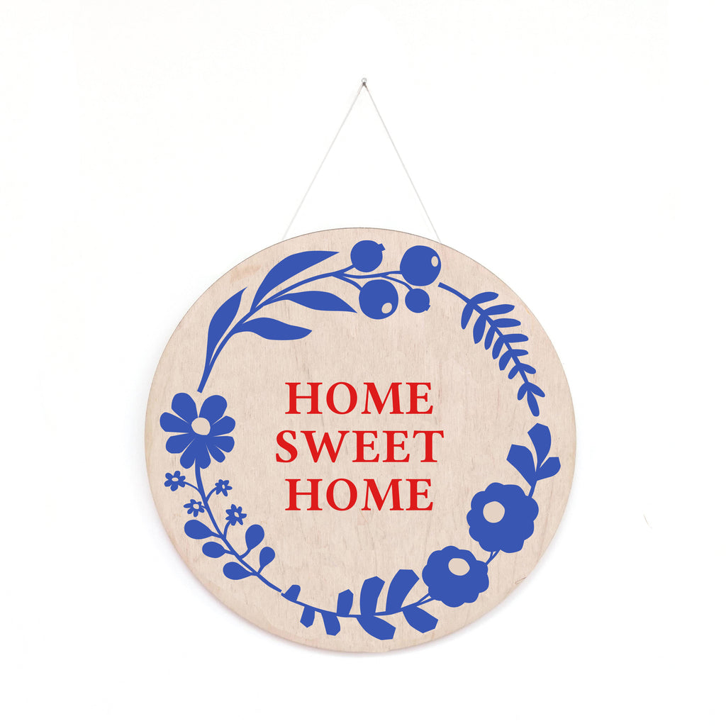 Home Sweet Home -  Floral Wooden Screen Printed Wall Hanging