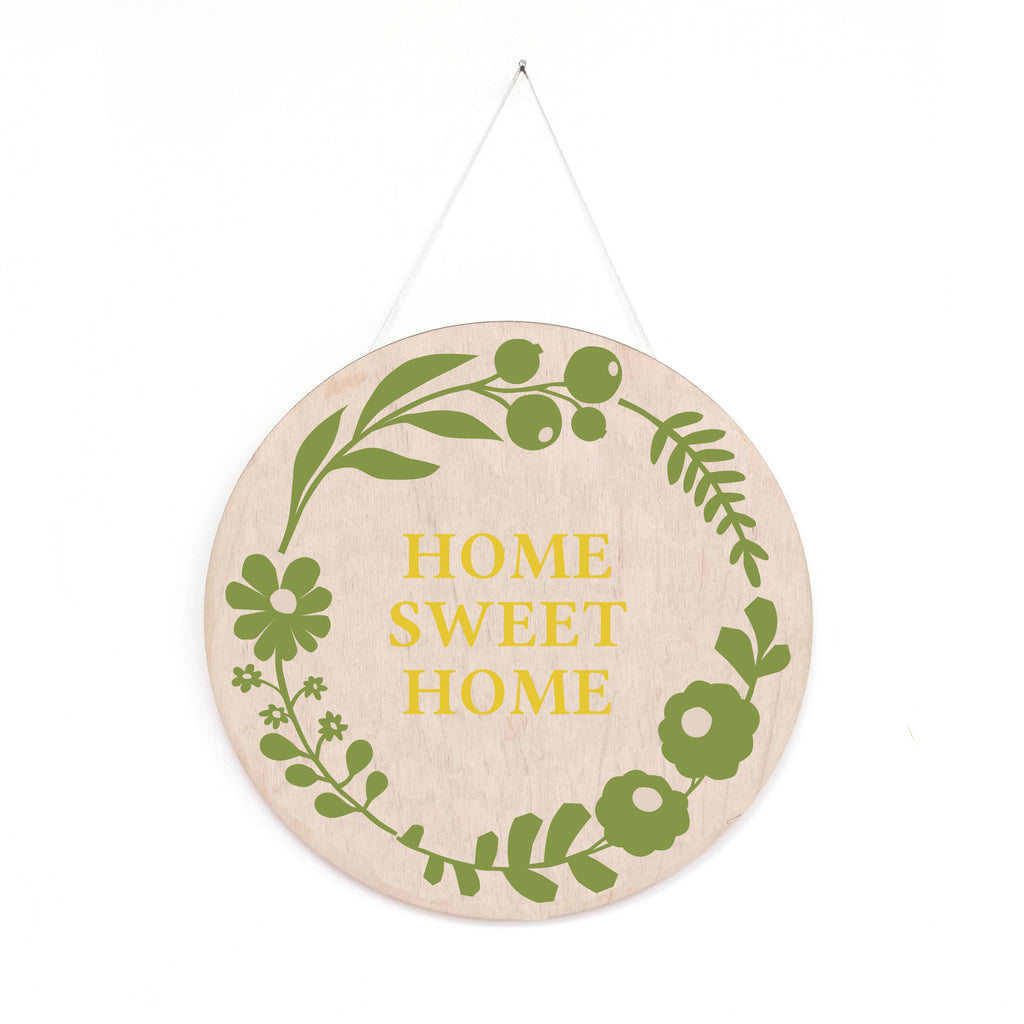Home Sweet Home -  Floral Wooden Screen Printed Wall Hanging