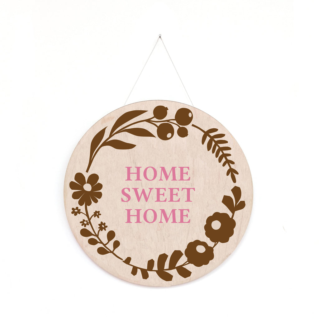 Home Sweet Home -  Floral Wooden Screen Printed Wall Hanging