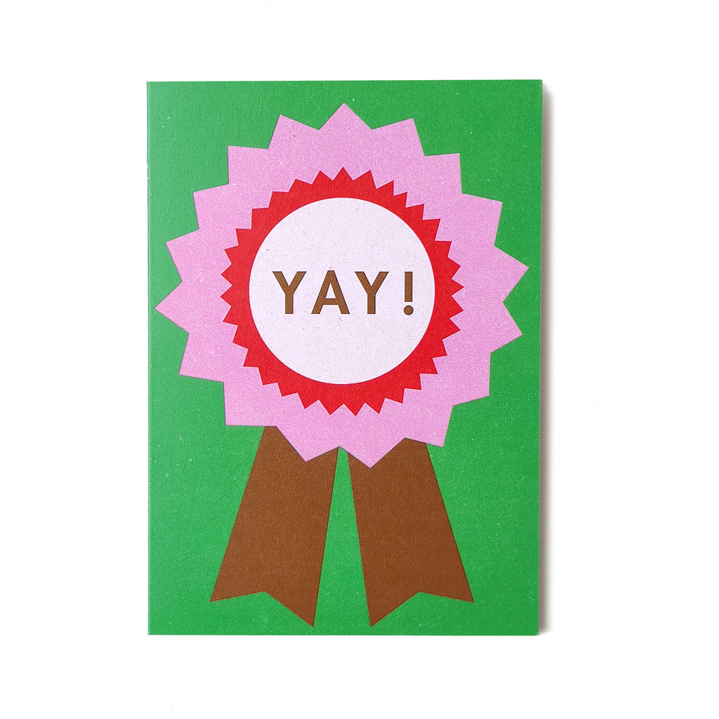YAY! Rosette Greetings Card in Pink