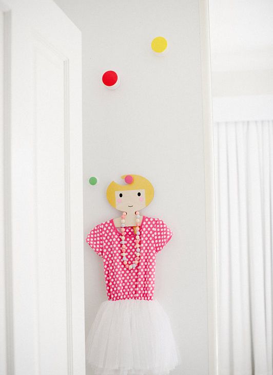 Childrens' Wooden Clothes Hanger - Girl's Face design - Gold