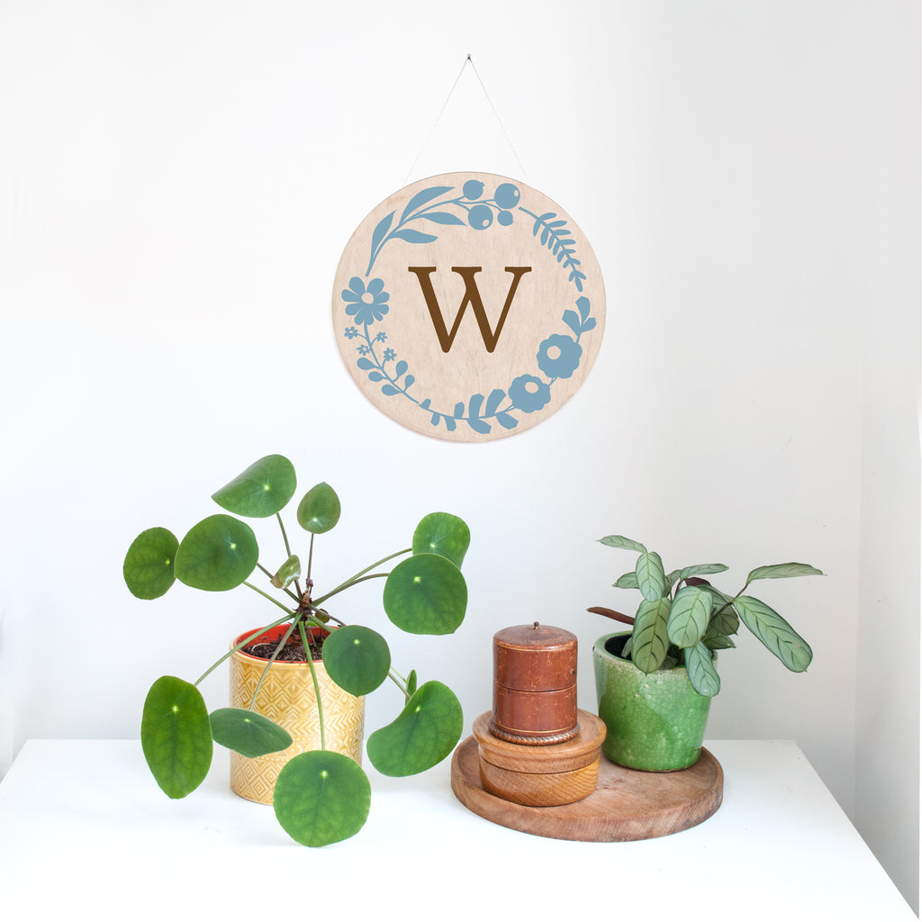 Floral Personalised Wooden Handpainted Wall Hanging