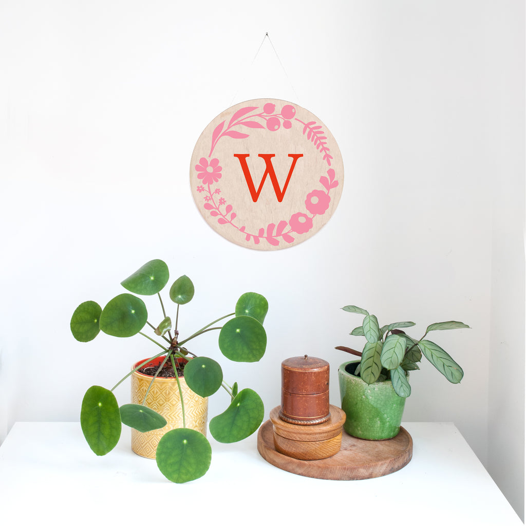 Floral Personalised Wooden Handpainted Wall Hanging