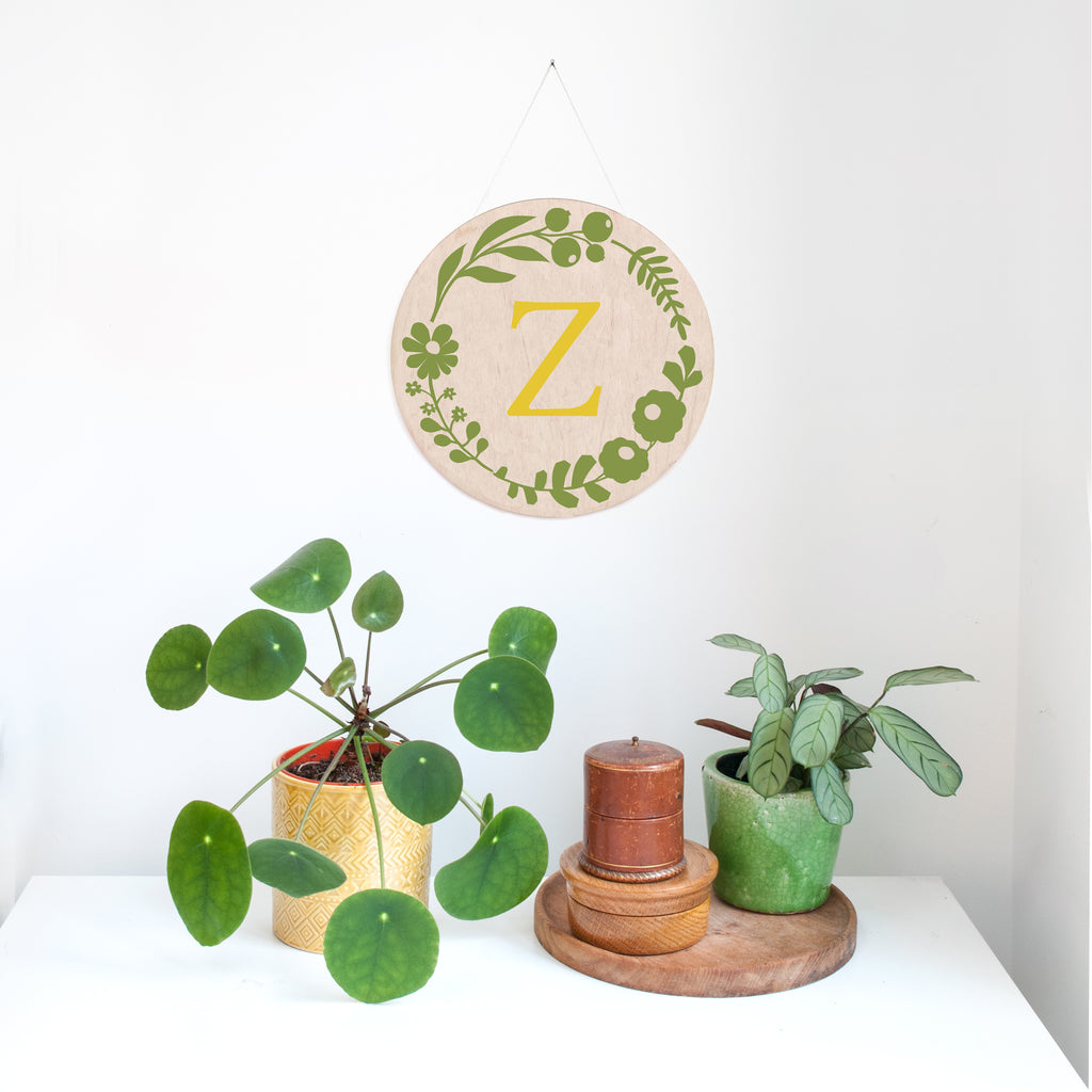 Floral Personalised Wooden Handpainted Wall Hanging