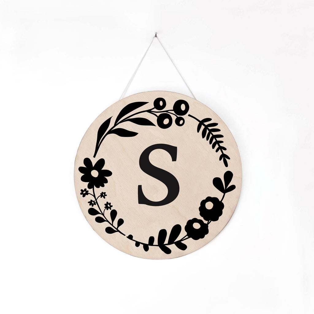 Floral Personalised Wooden Handpainted Wall Hanging