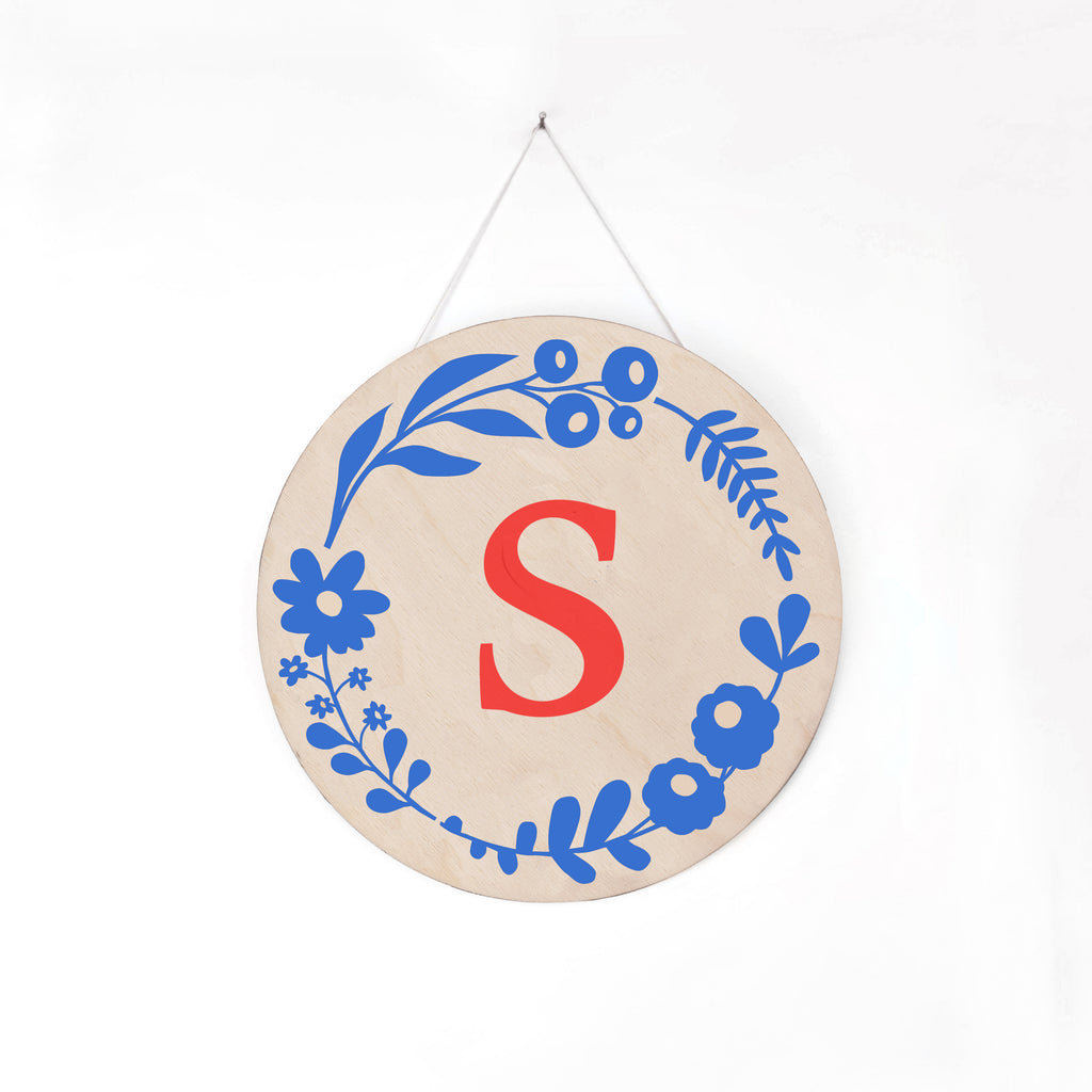 Floral Personalised Wooden Handpainted Wall Hanging