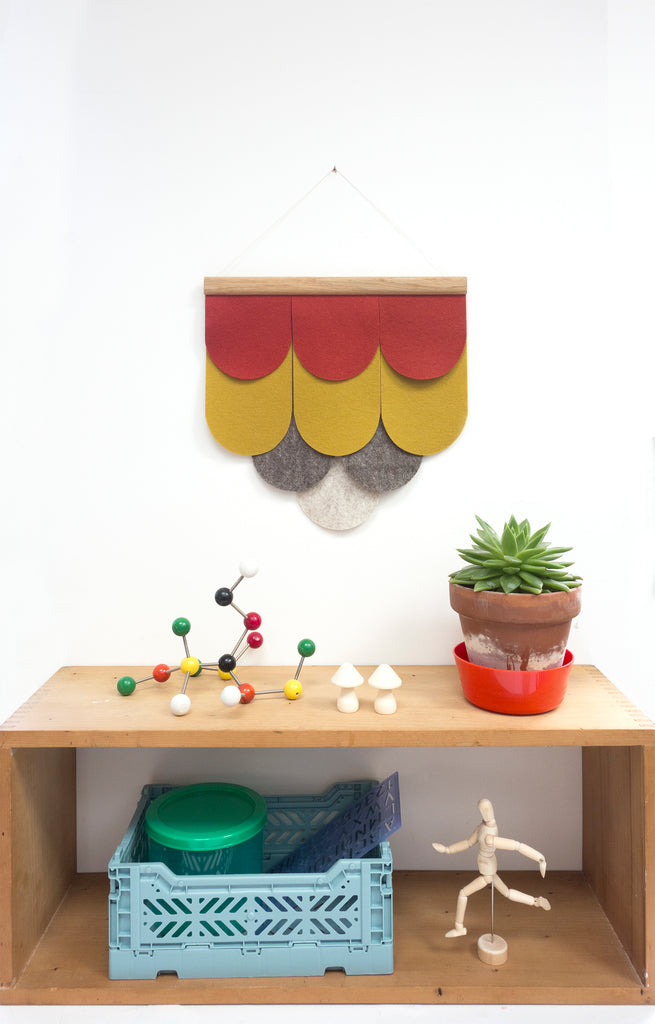 Lovely Rusty Scalloped Wool Felt Wall Hanging : 'Rusty'
