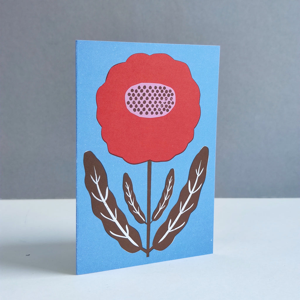 A6 Floral Card  - Poppy